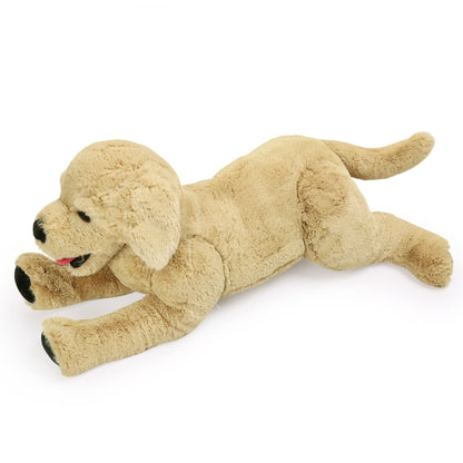 21-Inch Golden Retriever Plush Dog with Lying Pose, Tan Coat and Black Paw Details for Display