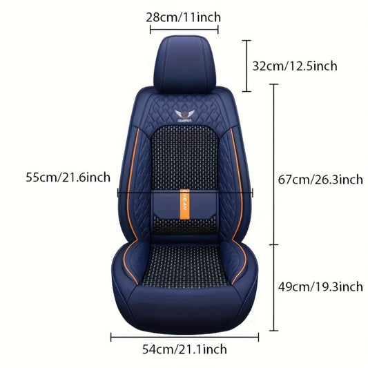 Car Seat Covers 3D Diamond-Embroidered Faux Leather with Two-Front or Five-Seat Set Options