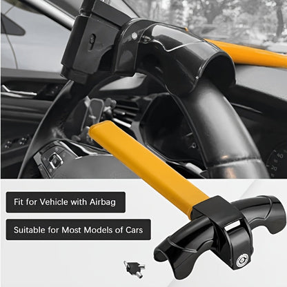 Universal Car Steering Wheel Lock Anti-Theft T-Bar – Heavy-Duty Thick Steel, Cut-Resistant, Computer-Coded Crescent Cylinder
