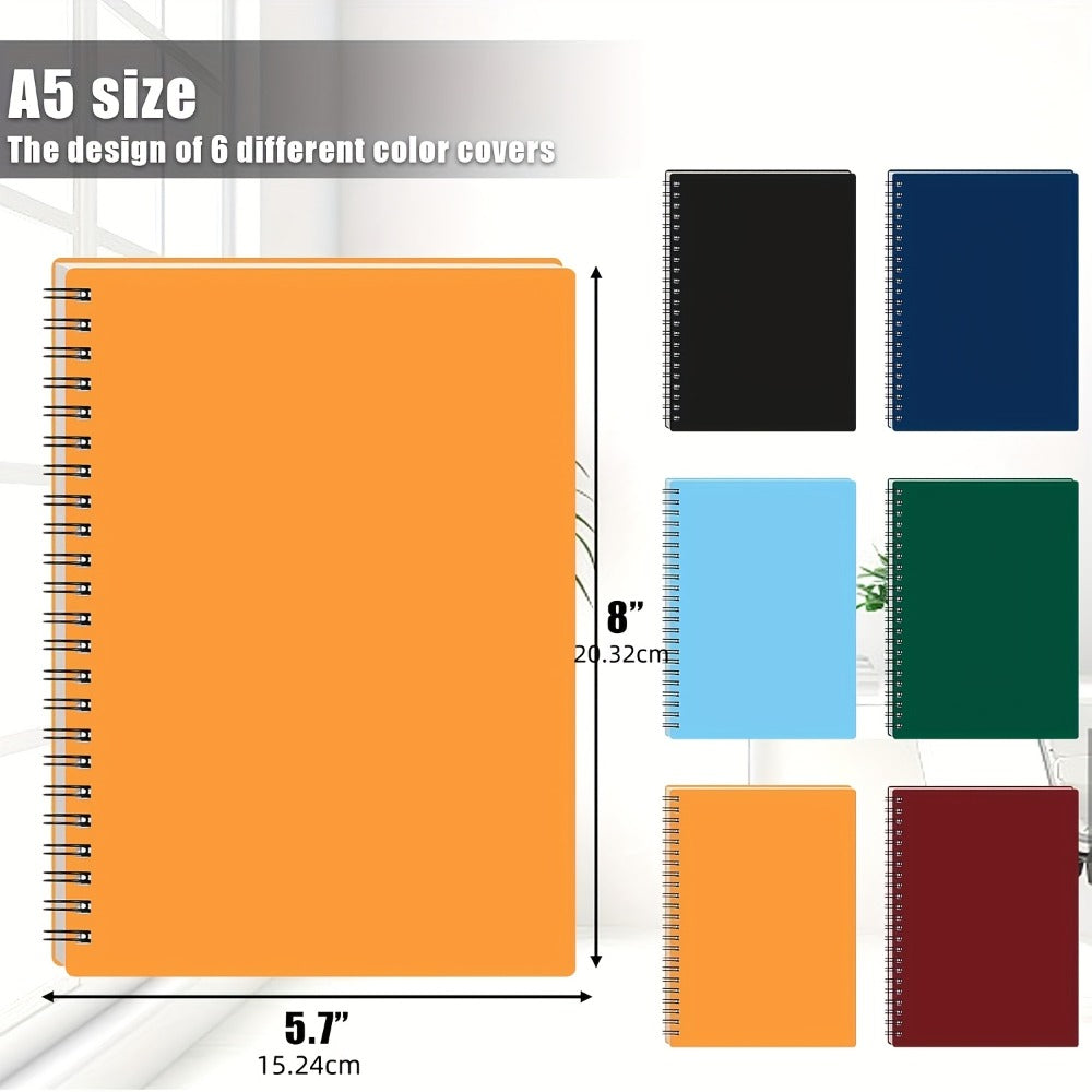 Spiral Notebooks 6 Pack Hardcover A5 Lined Journal College Ruled 480 Sheets 960 Pages No for Entryways, Bedrooms and Living Spaces