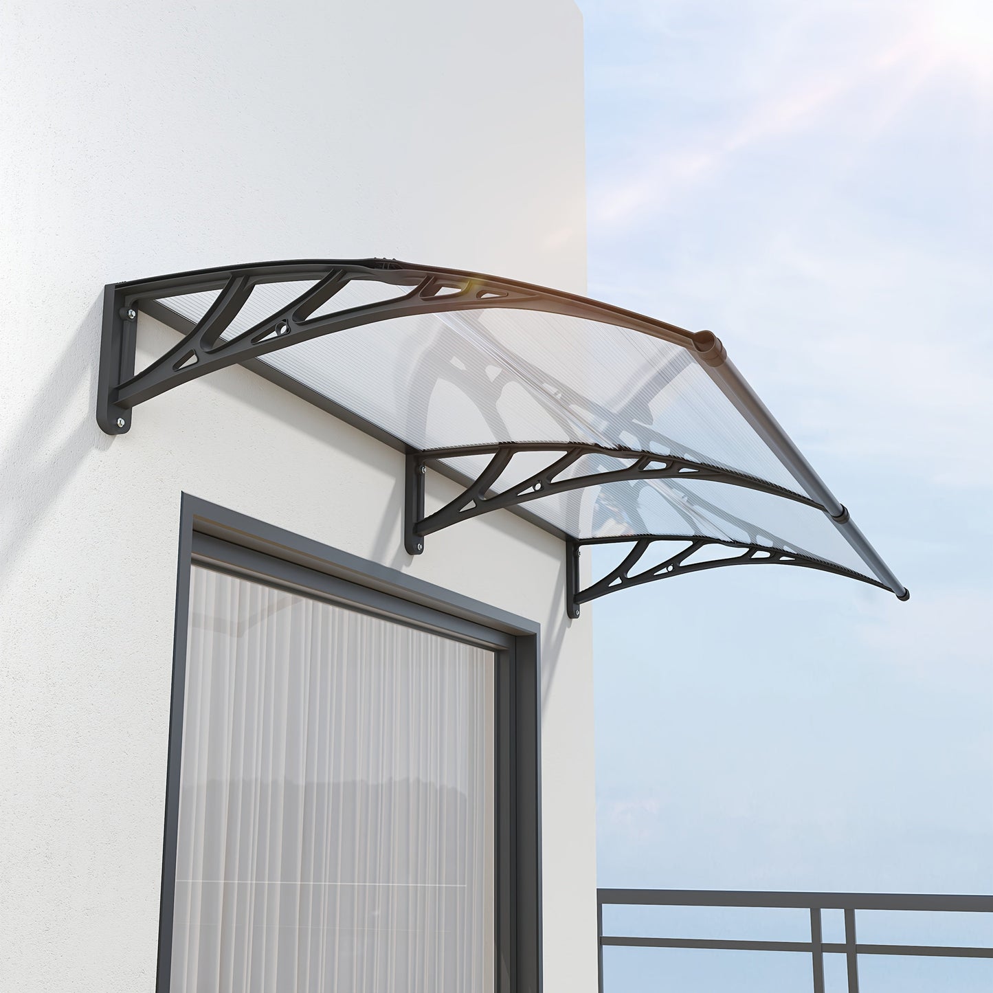 Door Awning Polycarbonate Window Canopy UPF50+ UV Rain Protection for Garden, Patio and Yard Use