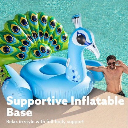 Pool Float Peacock-Shaped Two-Person Raft, 66 x 62 x 48 Inches, 0.30mm PVC and 400lb Listed Capacity