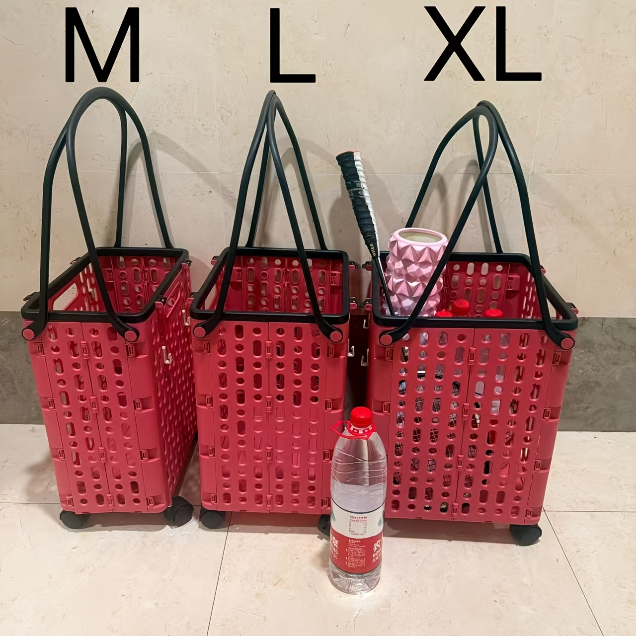 Foldable Shopping Cart with Wheels and Handle Large Capacity Portable Trolley for Grocery Camping Travel Laundry Beach Outdoor Home