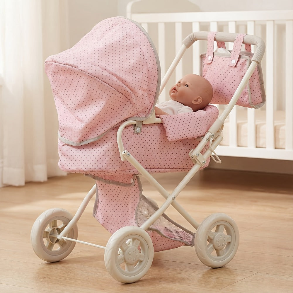 3-in-1 Baby Doll Stroller Set Pink Foldable Pram with Bassinet & Carry Bag with the Listed Color, Size or Set Options for Everyday Use