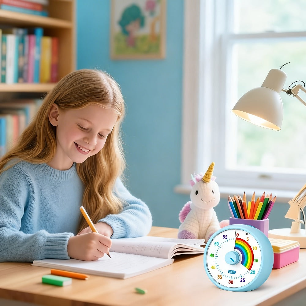 Visual Timer 60 Minute Countdown Silent Tomato Timer Rainbow Pattern for Classroom Office for Home Cooking, Dining and Outdoor Meals