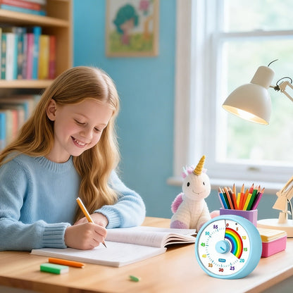 Visual Timer 60 Minute Countdown Silent Tomato Timer Rainbow Pattern for Classroom Office for Home Cooking, Dining and Outdoor Meals