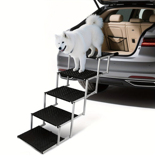 Dog Ramp for Cars Portable Folding Pet Stairs for SUV Trucks & Large Dogs – Non-Slip Surface Reinforced Steps Supports Up to 200 lb