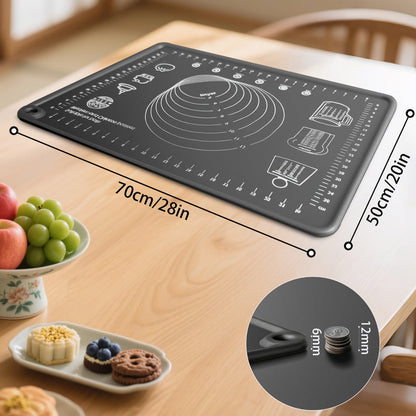 Silicone Pastry Mat Extra Thick Baking Mat with Measurements for Dough Rolling Pizza Cake for Entryways, Bedrooms and Living Spaces