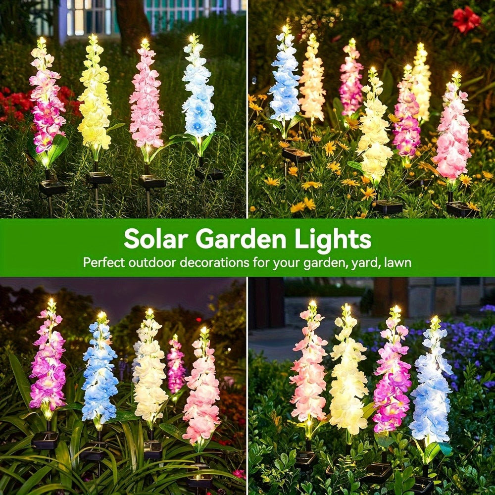 Solar Garden Lights 2-Pack Delphinium Flower Stakes, 27 Inch, 36 LEDs and 600mAh Battery Set