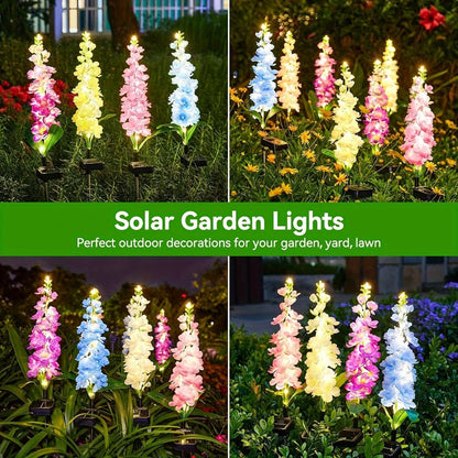 Solar Garden Lights 2-Pack Delphinium Flower Stakes, 27 Inch, 36 LEDs and 600mAh Battery Set