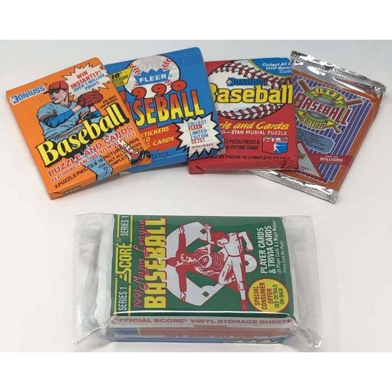 Unopened Vintage Baseball Card Packs Lot Look for Hall of Famers Cal Ripken Ken Griffey Jr Nolan Ryan Old Baseball Cards in Original Packs