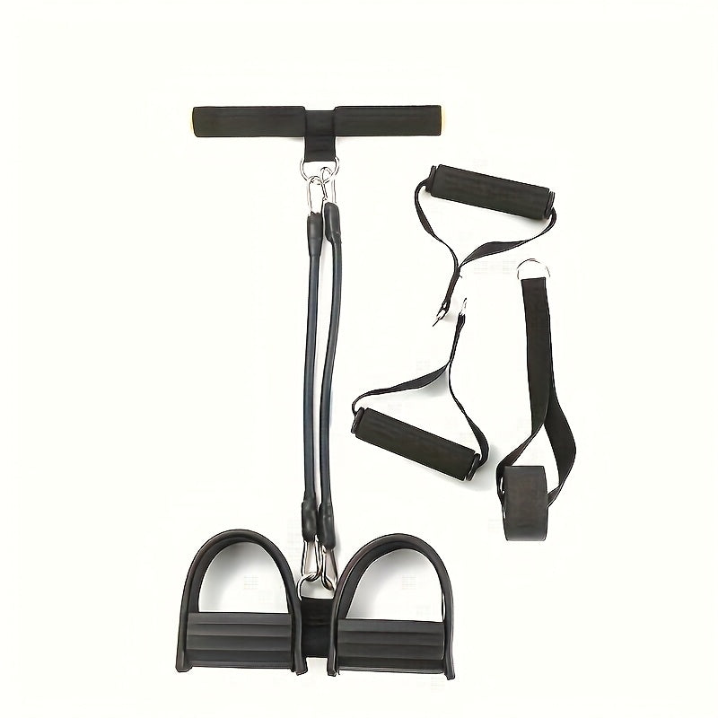 Resistance Band Foot Pedal Puller – TPE Stackable Exercise Bands for Sit-Ups, Leg & Ab Workouts, Adjustable Strap