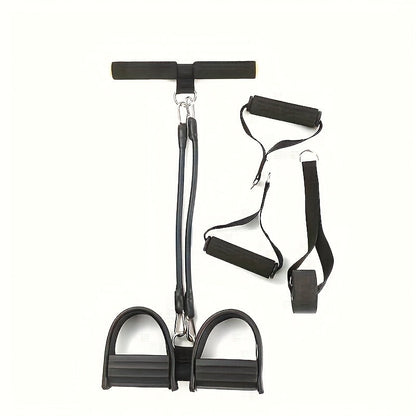 Resistance Band Foot Pedal Puller – TPE Stackable Exercise Bands for Sit-Ups, Leg & Ab Workouts, Adjustable Strap