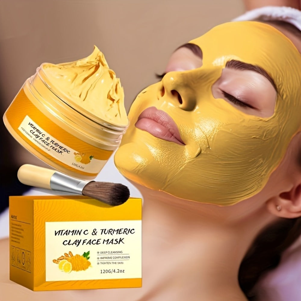 Turmeric Vitamin C Mud Mask 100ml - Deep Cleansing Pore Minimizer Face Mask, Remover Radiant Skin Weekly Skincare for Women