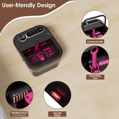 Foldable Foot Spa Bath Massager with Heating, Temperature-Controlled Foot Soak Basin with Massage Rollers