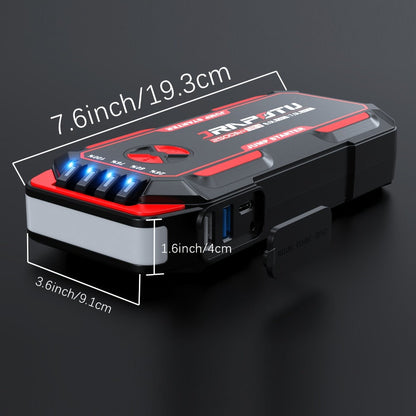 2500A Peak Car Jump Starter Portable – 12V Battery Booster Pack with USB-A & USB-C Ports, LED Flashlight, 10000mAh Power Bank