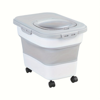 Collapsible Rolling Pet Food Bin with Measuring Cup, Folding Sides and Three Color Options