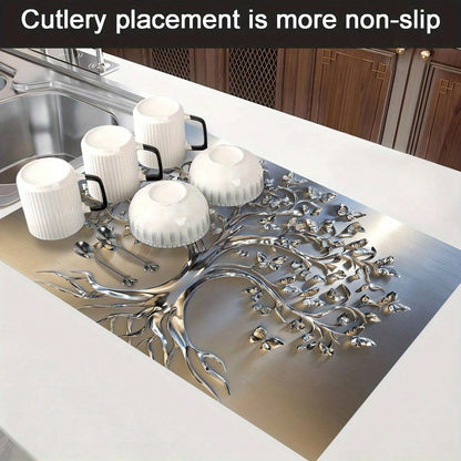 Stove Top Cover Mat Classic Tree Design, Heat-Resistant Decorative Stove Protector Pad with Branches & Leaves