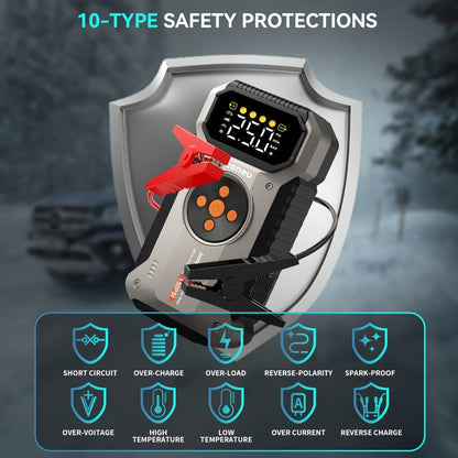 5000A Peak Jump Starter with Air Compressor 150PSI Digital Tire Inflator for 12V Gas Diesel Vehicles – Portable Car Battery Booster USB