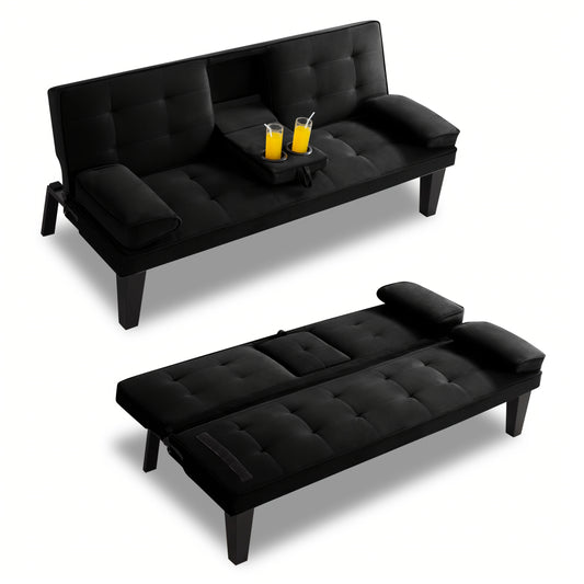 Futon Sofa Bed shown in the Black option