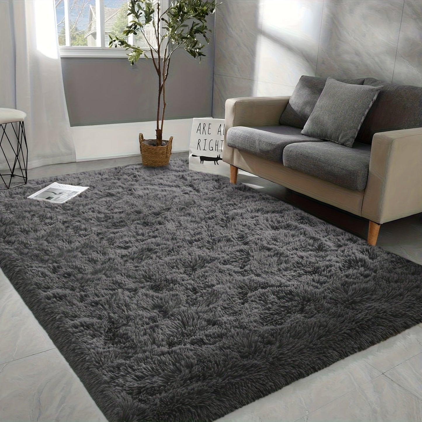 Rectangular Shaggy Area Rug with Nine Color Labels and 3 x 5-Foot to 8 x 10-Foot Size Options