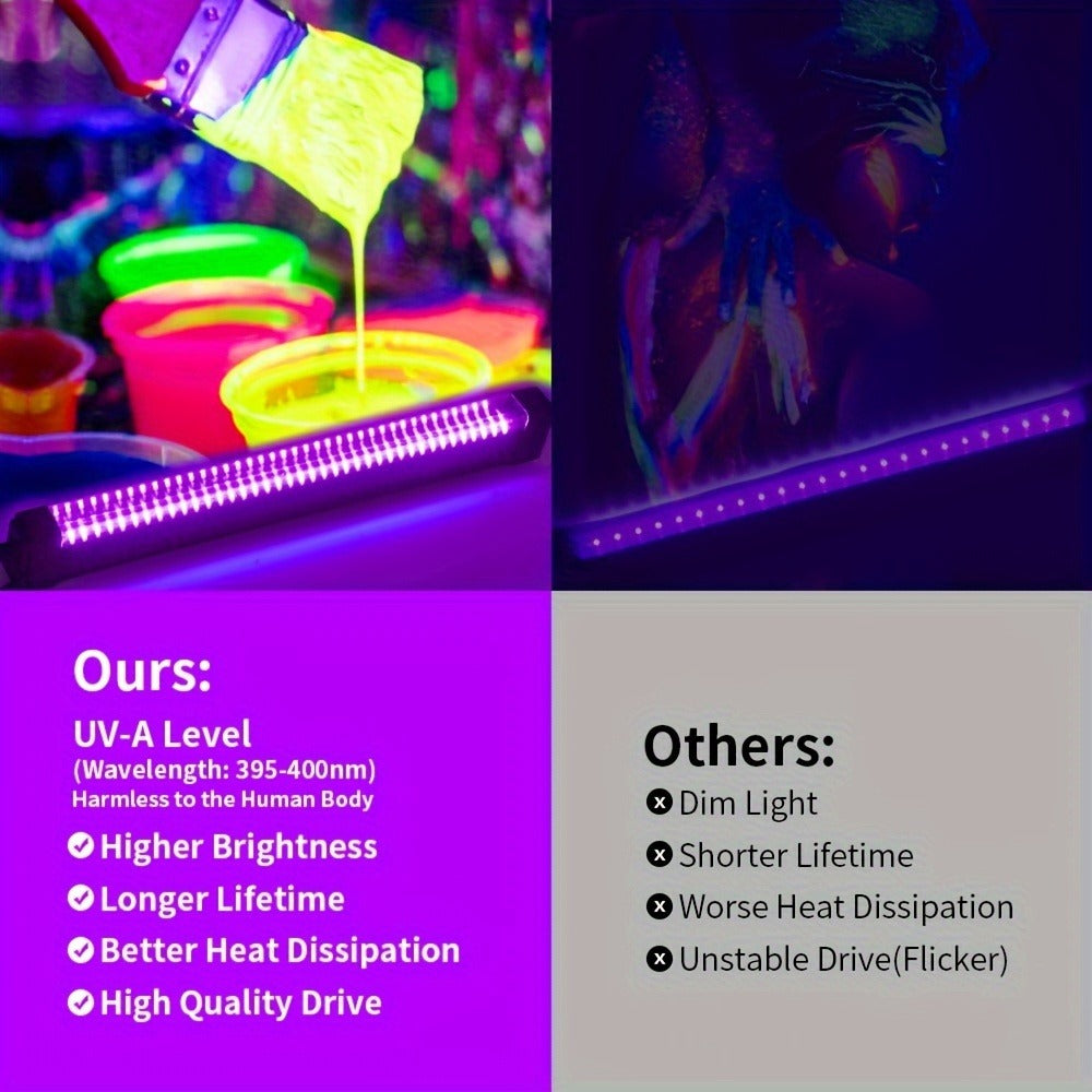 UV Black Light Strip USB LED, 32cm / 12.6ft Portable Magnetic Black Light Tube for Halloween Party