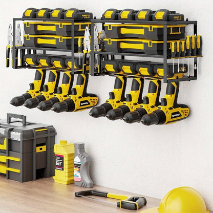 Power Drill Holder Wall Mount, Tool Storage Rack with 3/4 Layer Floating Shelf, Cordless Drill Organizer
