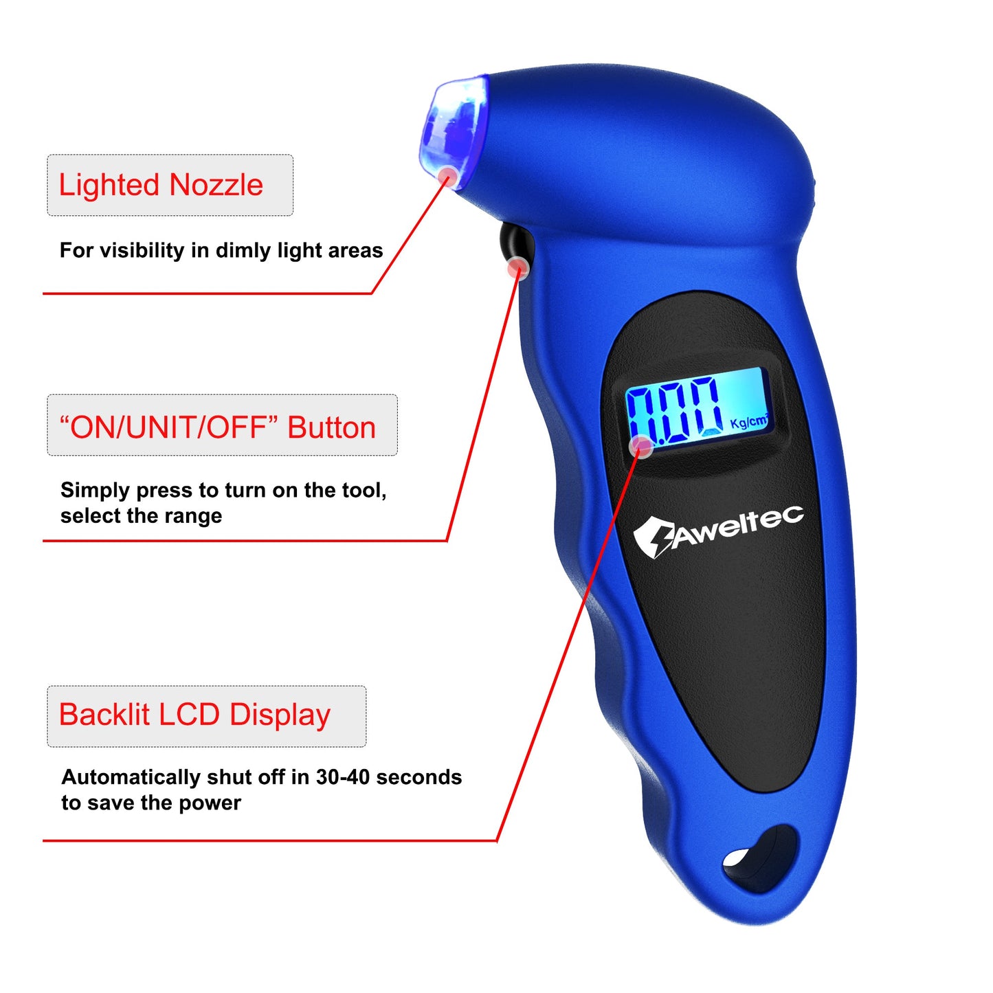 Digital Tire Pressure Gauge 2-Pack 150 PSI – Backlit LCD, 4 Modes PSI/Bar/KPA/Kgf, Non-Slip Grip for Car, Truck, Motorcycle & Bicycle