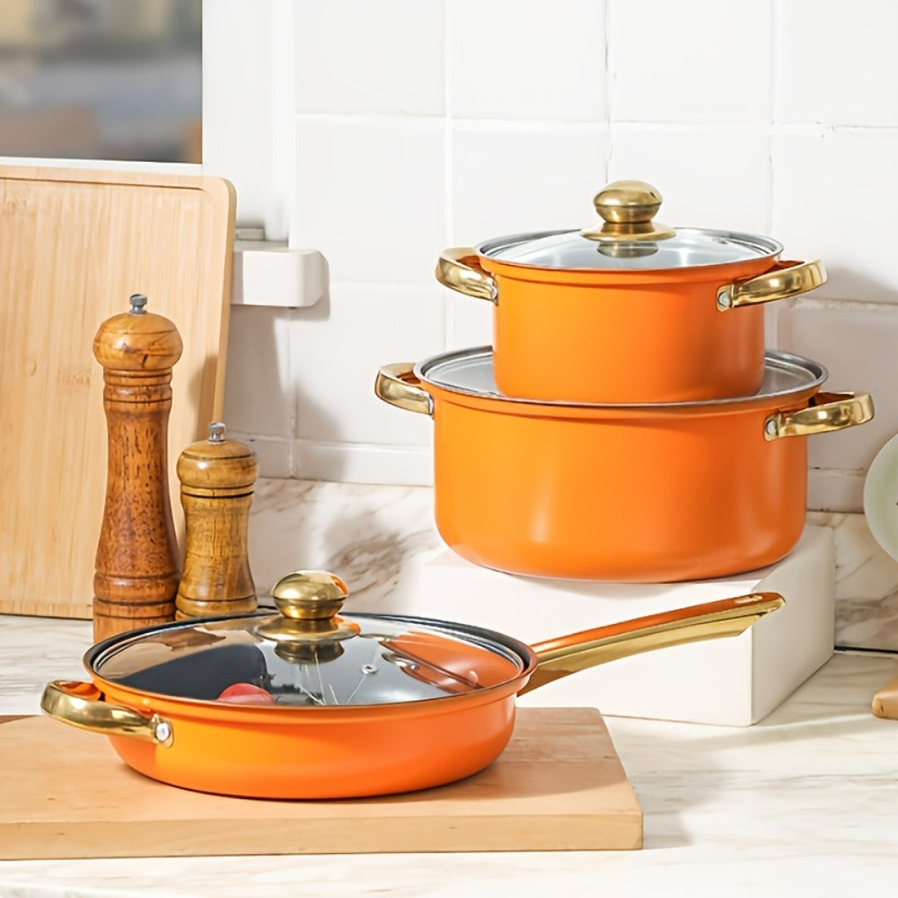 Non-Stick Cookware Set Pots and Pans 10 & 12 Piece, Heat-Resistant Frying Pan, Saucepan & Stewpot