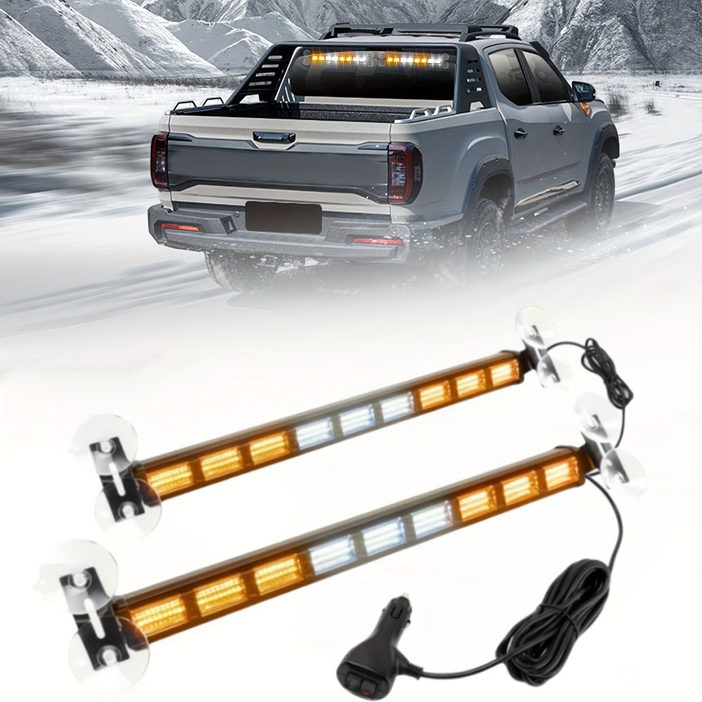 Visor Light Bar 162 LEDs 4-Color Switchable Emergency Warning Light Bar with 27 Flash Patterns Dual Switch Windshield Dash Lights for Trucks