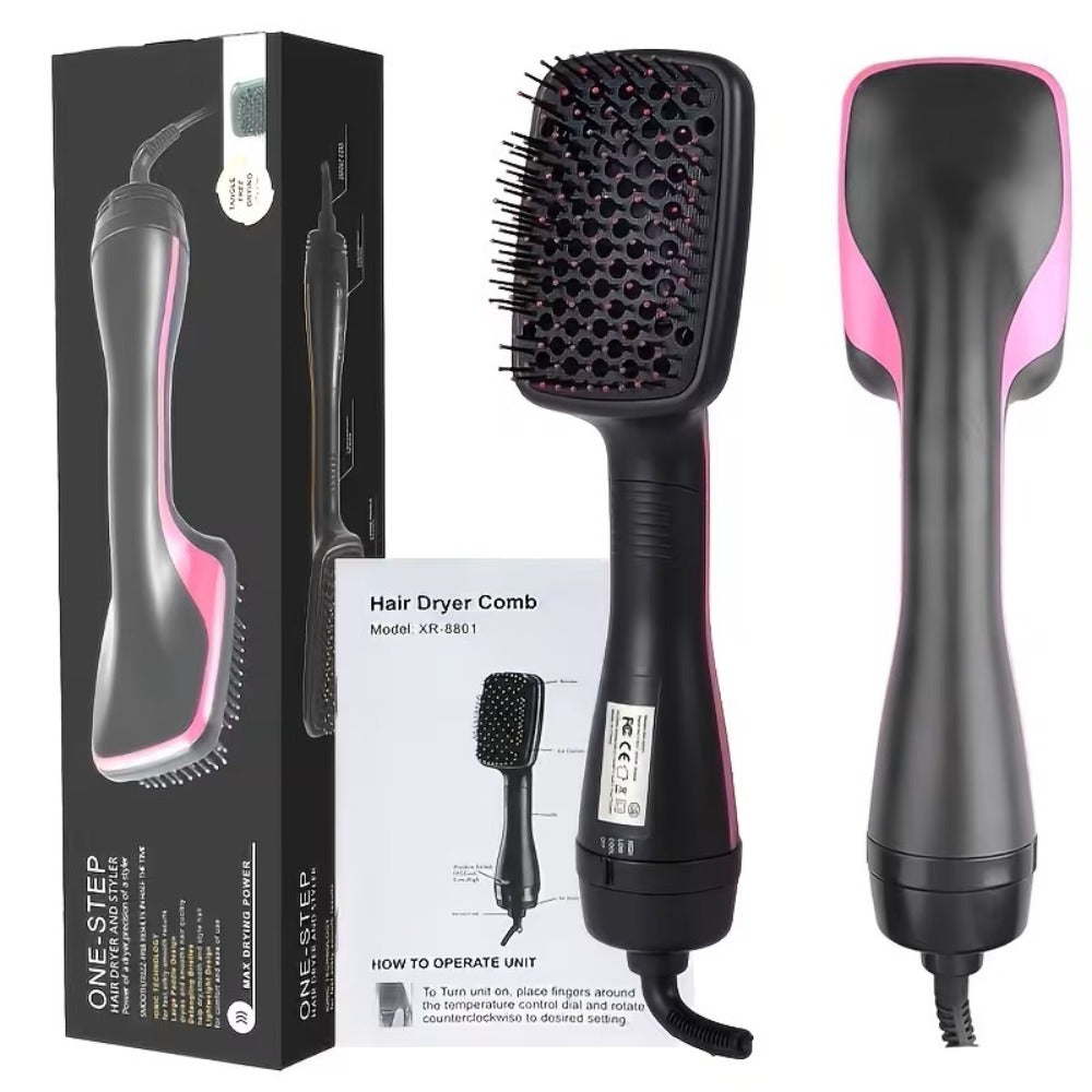 3-in-1 Hot Air Brush Hair Dryer Straightener Comb, Ionic Blow Dryer Brush with Negative Ion Frizz Control