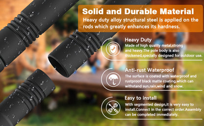Outdoor String Light Poles 4 Pack – 11.1FT Heavy Duty Metal Forked Light Stand for Patio Backyard Garden Deck