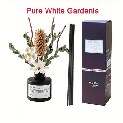 Reed Diffuser with Real Flowers & Essential Oil - Home Fragrance Scent Sticks for Bedroom Bathroom Living Room