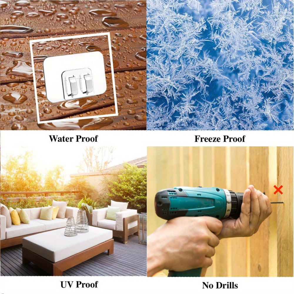 Adhesive Hooks for Outdoor String Lights - No-Damage Clips for Christmas Patio Garden Balcony Decor (40/80/160/250/400pcs)