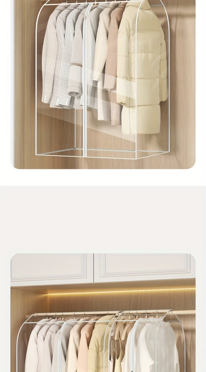 Clear Hanging Garment Bag PVC Zipper Dustproof Closet Organizer for Coats Suits Dresses for Entryways, Bedrooms and Living Spaces