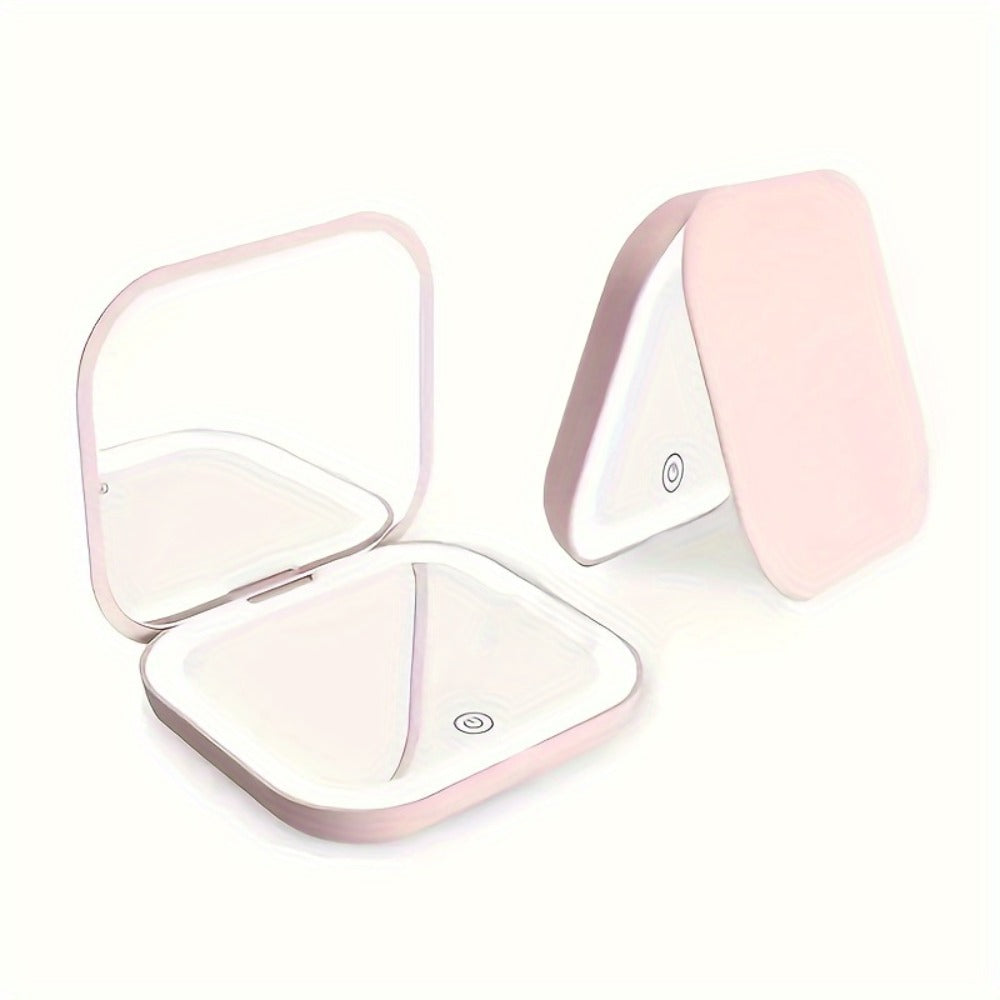 Cute Animal LED Makeup Mirror Foldable Double-Sided 3 Brightness Settings – USB Rechargeable, for Makeup, Travel and Everyday Vanity Use