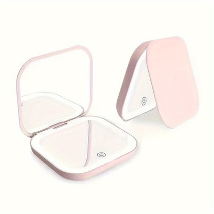 Cute Animal LED Makeup Mirror Foldable Double-Sided 3 Brightness Settings – USB Rechargeable, for Makeup, Travel and Everyday Vanity Use