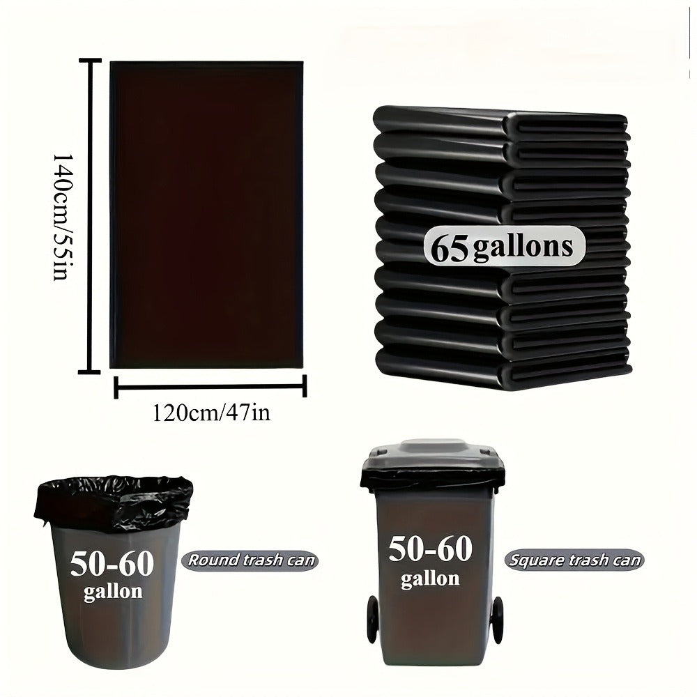 65 Gallon Large Black Garbage Bags Leak Proof Trash Bags for Kitchen Outdoor Garden Yard Waste Industrial Business 25 Pack 100 Pack