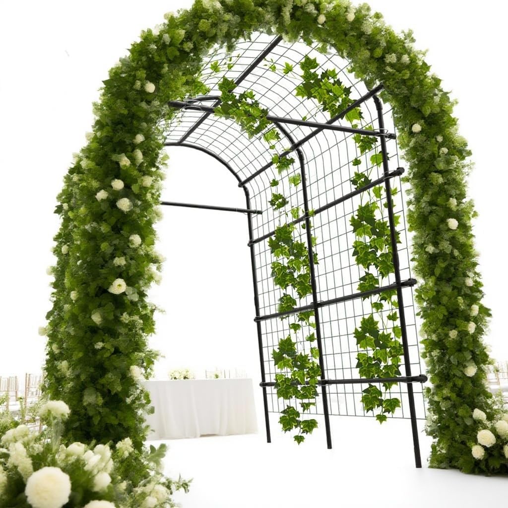 Steel Garden Trellis Arch 7ft PE-Coated Climbing Plants Vegetables