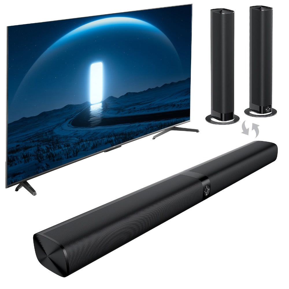 Mighty Rock 32-Inch Detachable TV Soundbar and Subwoofer Set with ARC, Optical, AUX and Remote Control