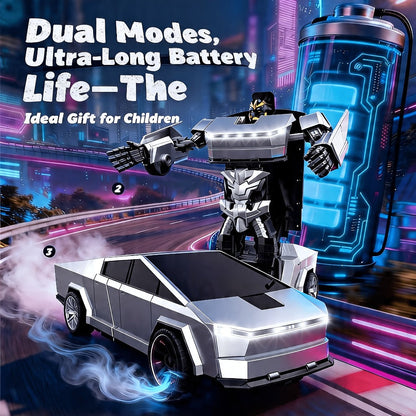 Remote Control Car, Spider-Man Pattern 1:18 Transforming Robot Vehicle with One-Button Change, LED Lights and Three Colors