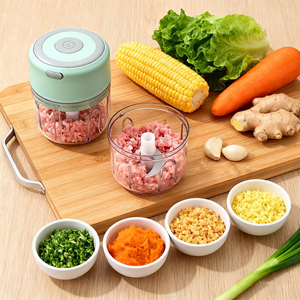 Mini Food Processor USB Rechargeable Electric Chopper 9.47oz, Portable Wireless Meat Grinder & Blender for Garlic