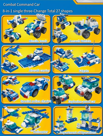 City Police Building Blocks Set 700 Pieces, Patrol Car Truck with Action Figures, Brick Toy for Boys Role Play STEM