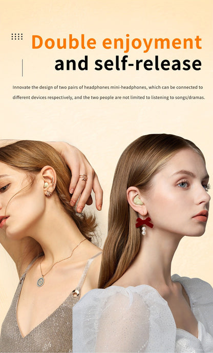2-in-1 Wireless Earphones Couples Shared Audio Long Battery Life Clear Sound TV Movies for Bedside Audio, Alarms and Room Entertainment