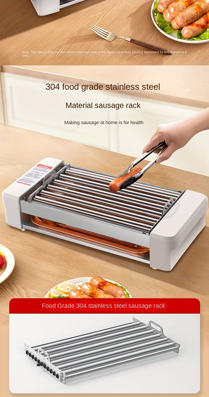 Sausage Grill 4-in-1 Multifunctional Electric Hot Dog Roller, Non-Stick Countertop Cooker with Adjustable Temperature