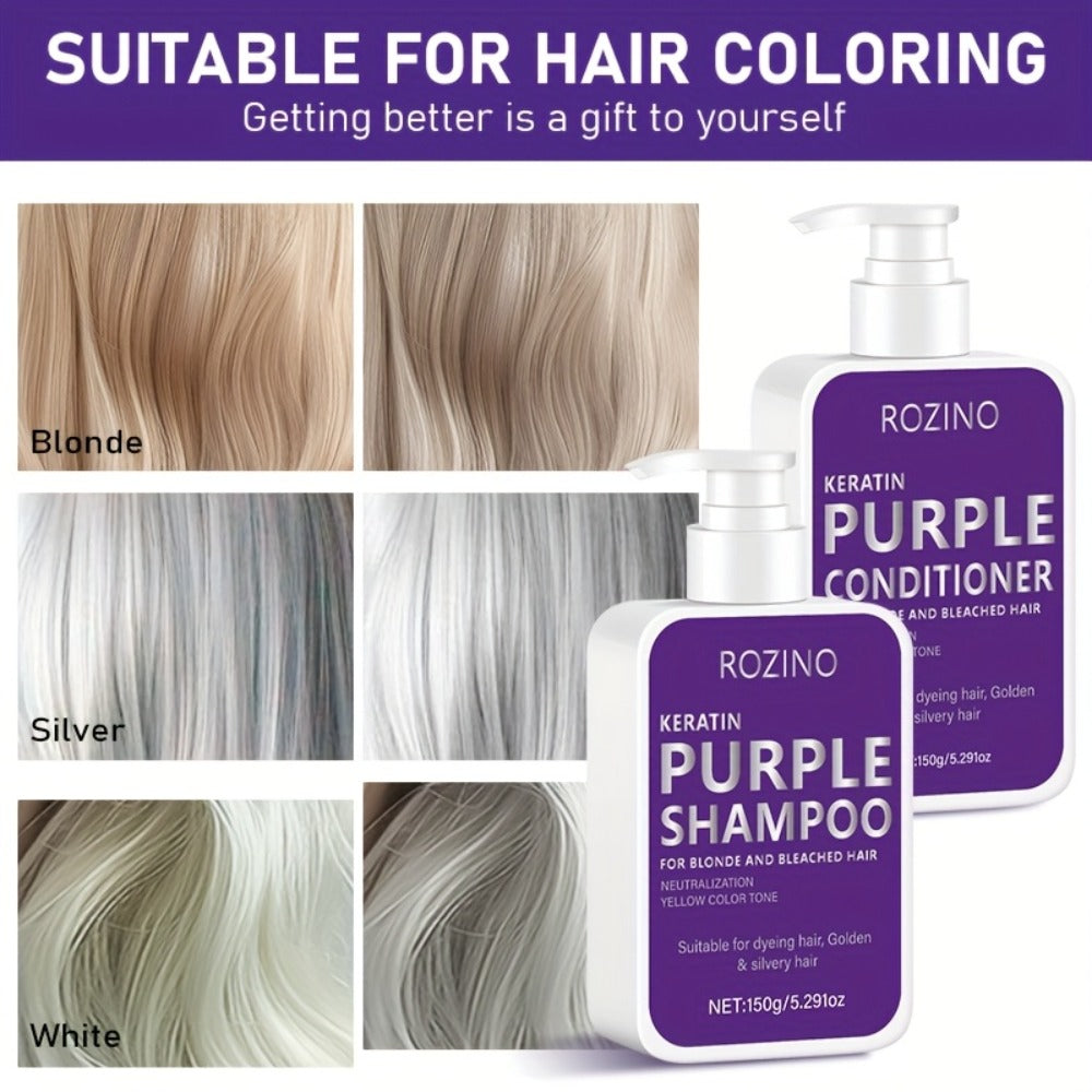 Purple Shampoo and Conditioner Set 2PCS for Blonde Silver Platinum Hair - Toning Brass & Yellow Neutralizer