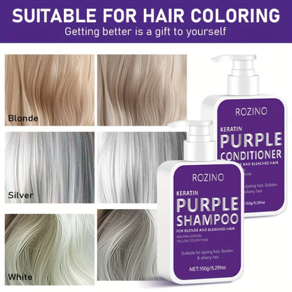 Purple Shampoo and Conditioner Set 2PCS for Blonde Silver Platinum Hair - Toning Brass & Yellow Neutralizer