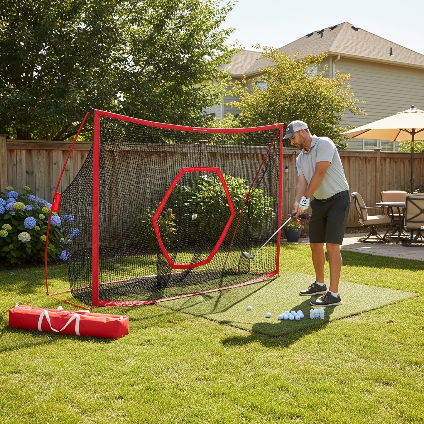Golf Practice Net with Target & Swing Guide – 7x10 FT & 7x7 FT Driving Range Training Net, Easy Assembly, Indoor Outdoor Use