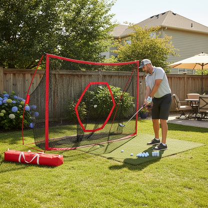 Golf Practice Net with Target & Swing Guide – 7x10 FT & 7x7 FT Driving Range Training Net, Easy Assembly, Indoor Outdoor Use