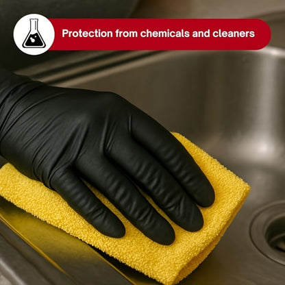 Nitrile Disposable Gloves 200 Count, Black Latex-Free Powder-Free Exam Gloves, Touchscreen Compatible